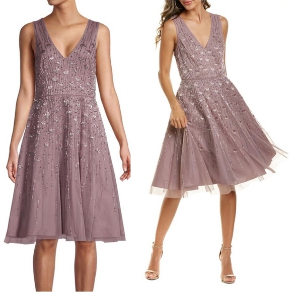 Aidan Mattox Embellished Fit & Flare Midi Dress - Picture 1 of 16